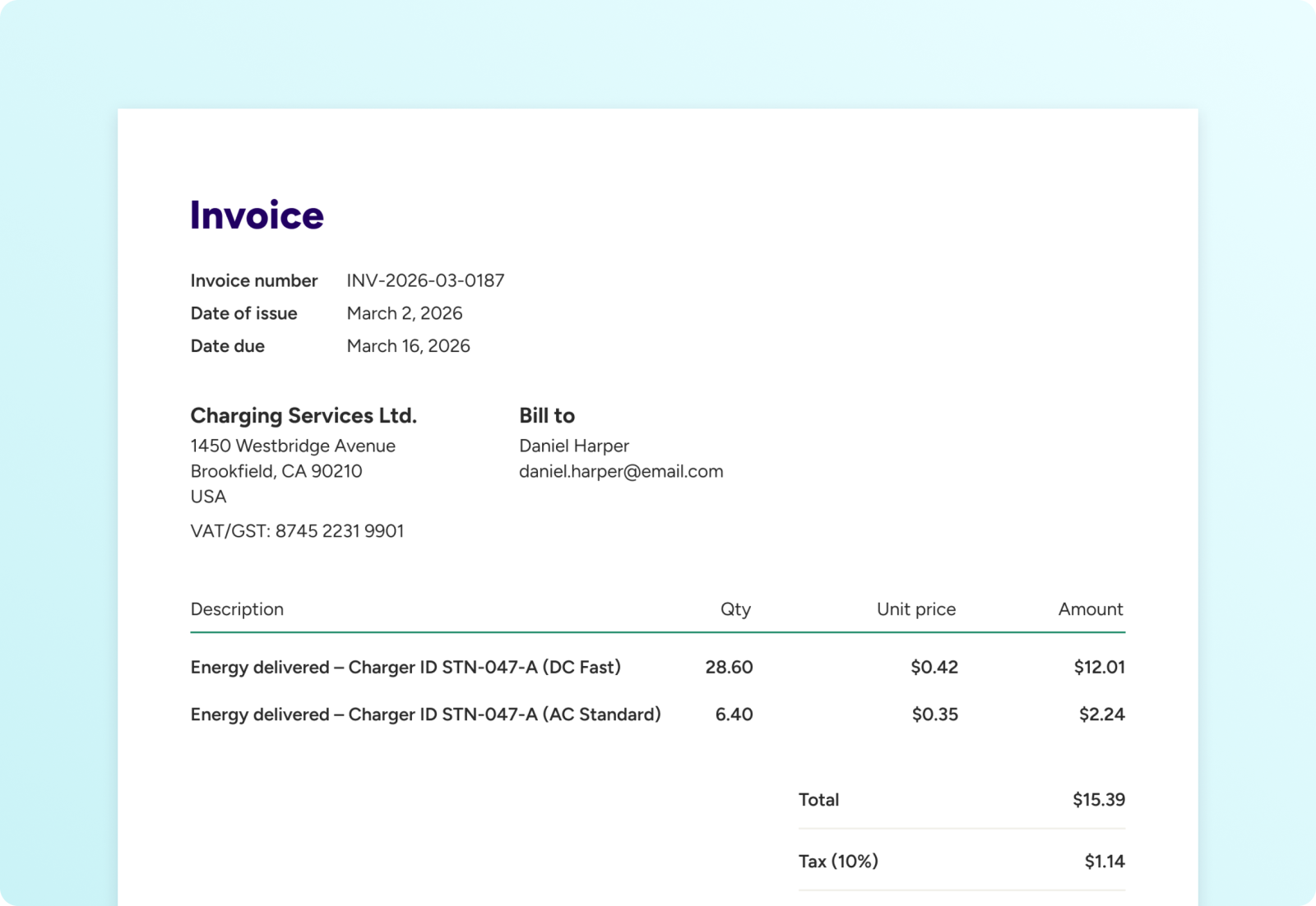 Invoices & Charging History | Transparent Billing for Drivers ...