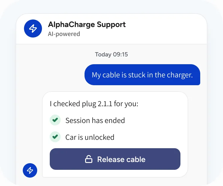Support chat: the session has ended and the car is unlocked, then a release cable button